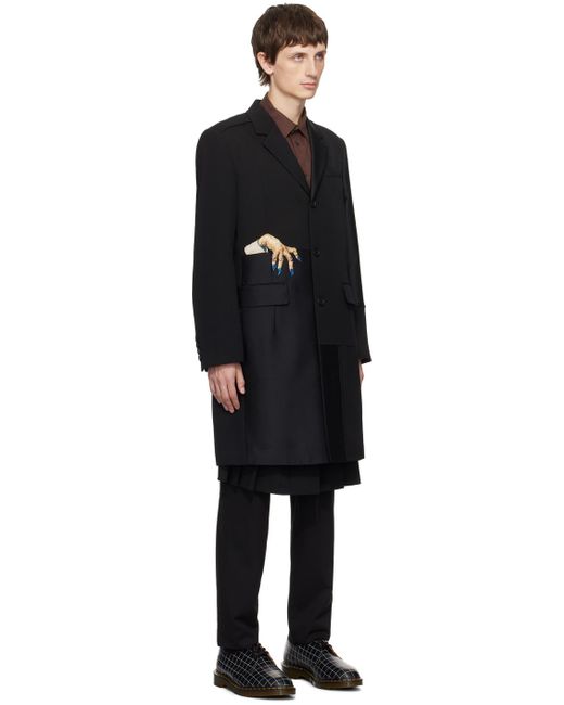 Undercover Black Appliqué Coat for men