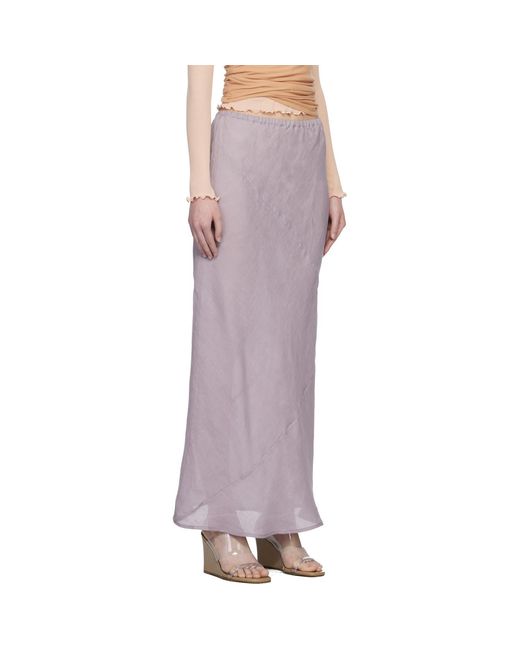 Baserange Purple Fine Linen Larva Maxi Skirt