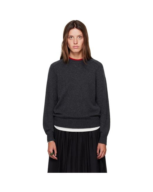Loulou de Saison Black Otis Bicolor Cashmere Sweater