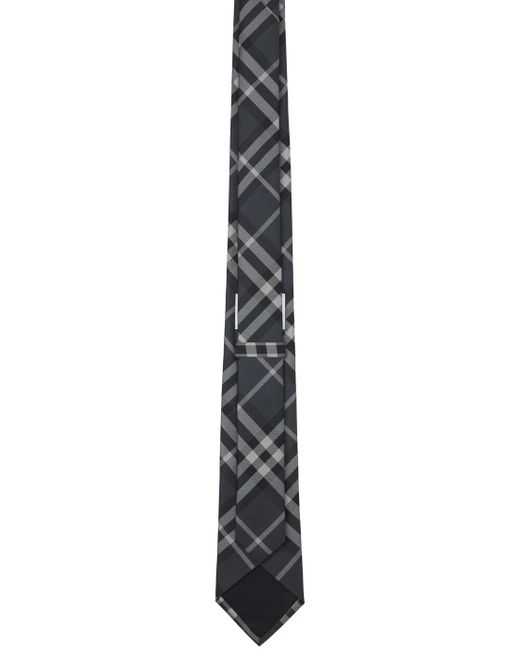 Burberry Black Gray Check Tie for men