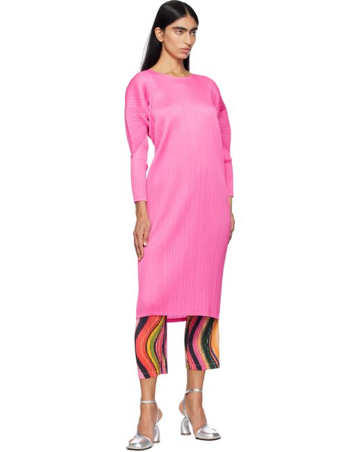 Pleats Please Issey Miyake Pink Monthly Colors October Midi Dress