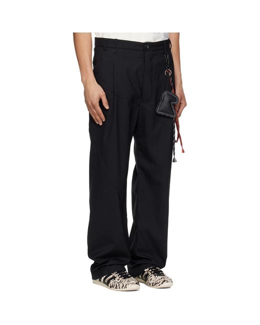 Song For The Mute Black Slash Loose Pleated Trousers for men