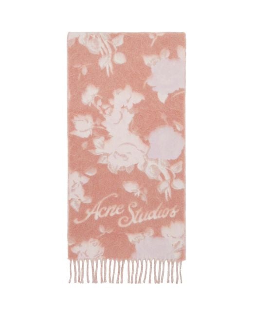 Acne Pink Fringed Wool Scarf for men