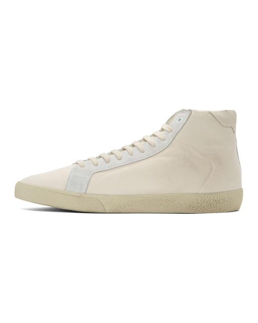 Saint Laurent Off-white Damaged Canvas Court Classic Sl/06 High