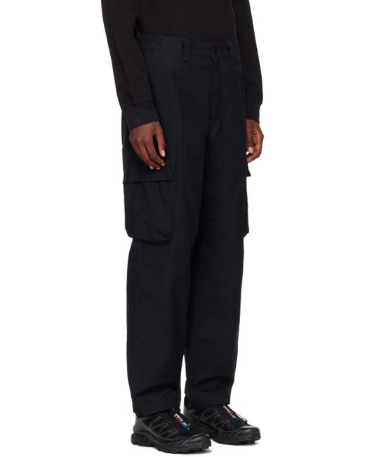 メンズ Stone Island ブラック ロゴパッチ カーゴパンツ Black