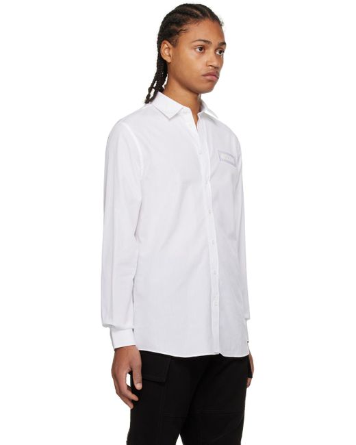 Moschino White Embroidered Shirt for men