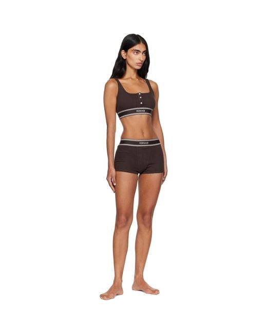 Versace Black Cotton Rib Bra