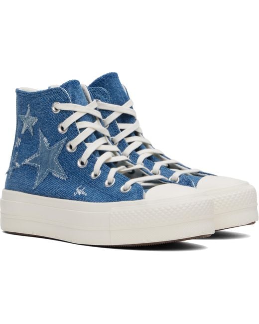 Converse Blue Chuck Taylor All Star Lift Platform Denim High Top Sneakers