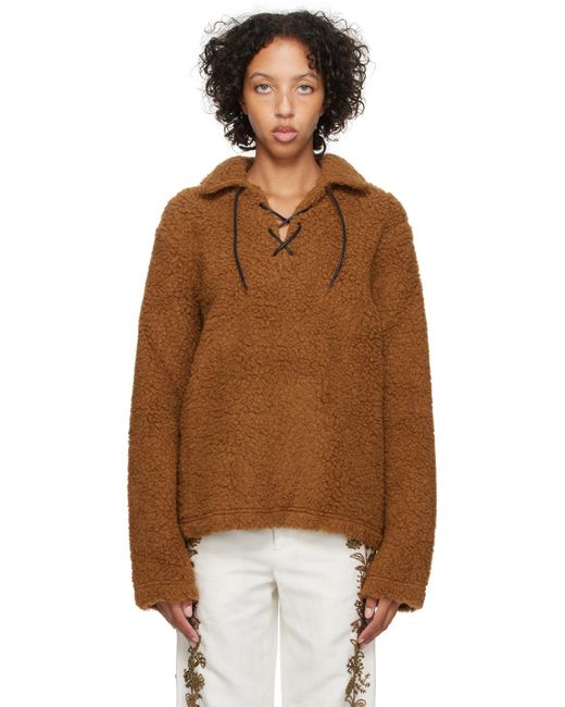 Bode Brown Tan Tie-up Sweater