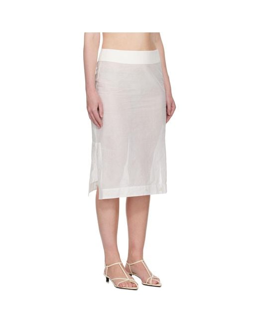 Rohe White Embroidered Organza Midi Skirt