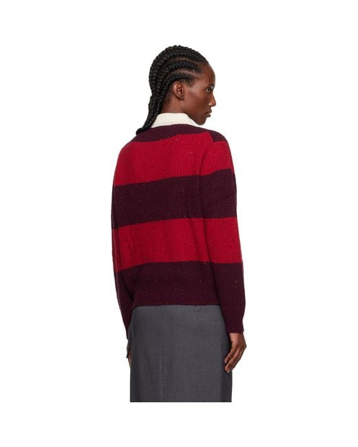 DUNST Red Burgundy Chunky Rugby Polo