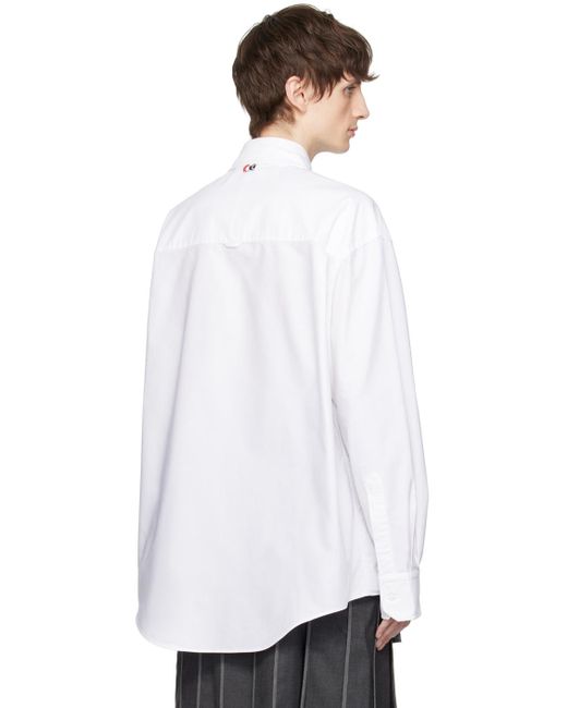 Thom Browne Blue & White Paneled Shirt for men