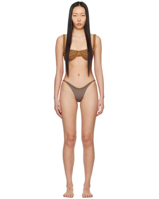 Bikini brun à garnitures tressées exclusif à ssense Isa Boulder en coloris Black