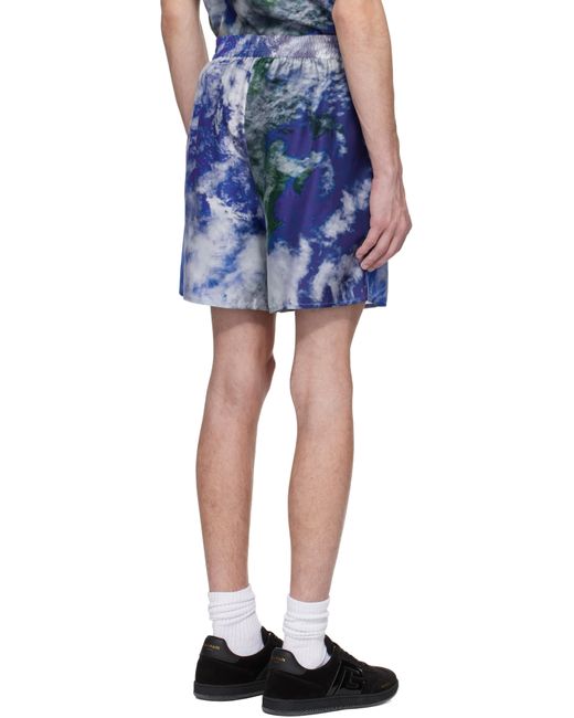 メンズ Balmain マルチカラー Earth プリント ショートパンツ Blue