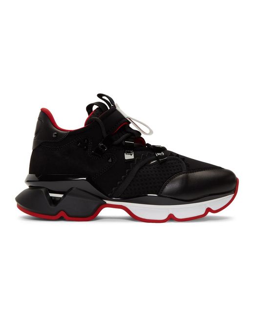 Christian Louboutin Black Red Runner Suede & Leather Sneaker for men