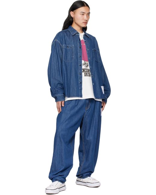 メンズ Maison Mihara Yasuhiro ブルー Cotton Tencel 長袖 デニムシャツ Blue
