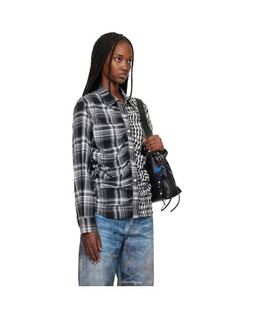 ANDERSSON BELL Black Shirred Check Shirt