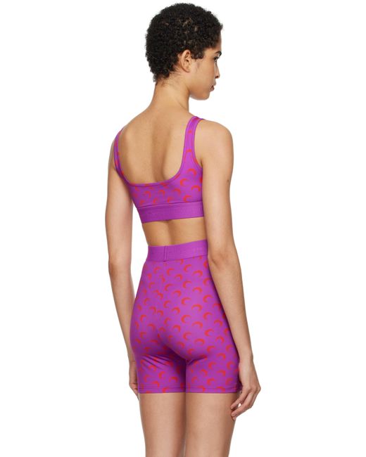 MARINE SERRE Ssense限定 パープル＆レッド Moon Printed ジャージ スポーツブラ Purple