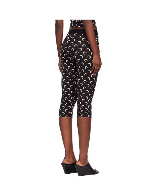 MARINE SERRE Black Recycled Moon Jersey Capri Leggings