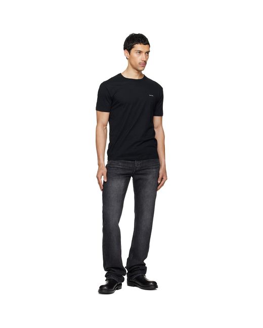 Paul Smith Black Three-Pack Organic Cotton Logo Lounge T-Shirts for men