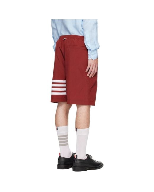 Thom Browne Red Thom E Ripstop 4-bar Track Shorts for men