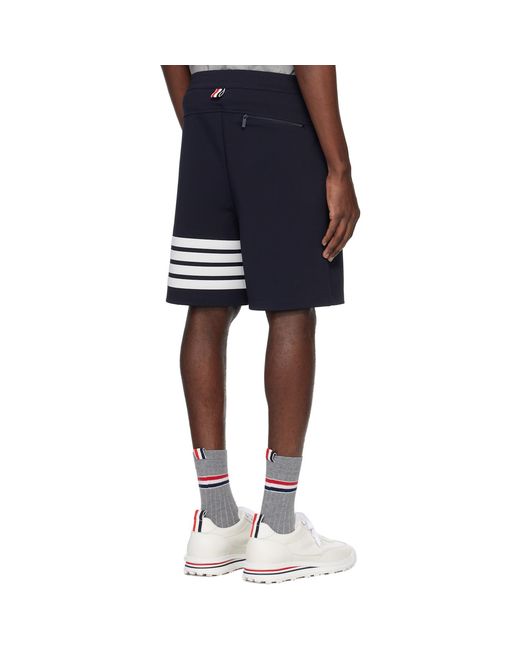 Thom Browne Blue Mid Thigh 4 Bar Shorts for men