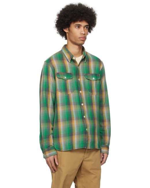 RRL Green Plaid Shirt for men