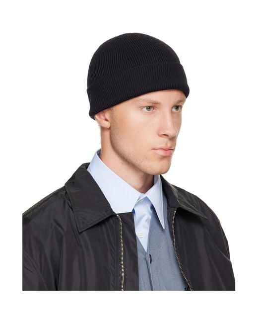 Acne Black Wool Rivet Beanie for men