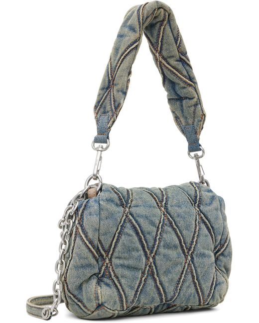 DIESEL レディース メタリック ブルー S Charm-D ショルダーバッグ