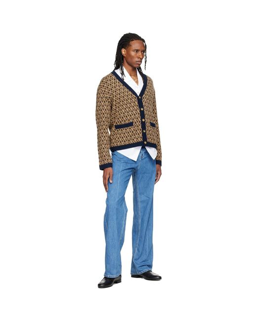 Valentino Black Jacquard Logo Wool Cardigan for men