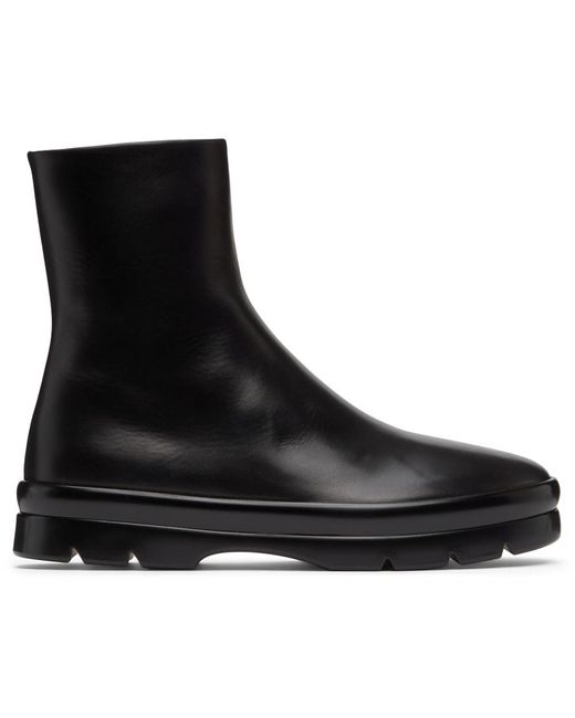 The Row Leather Billie Ankle Boots in Black - Lyst