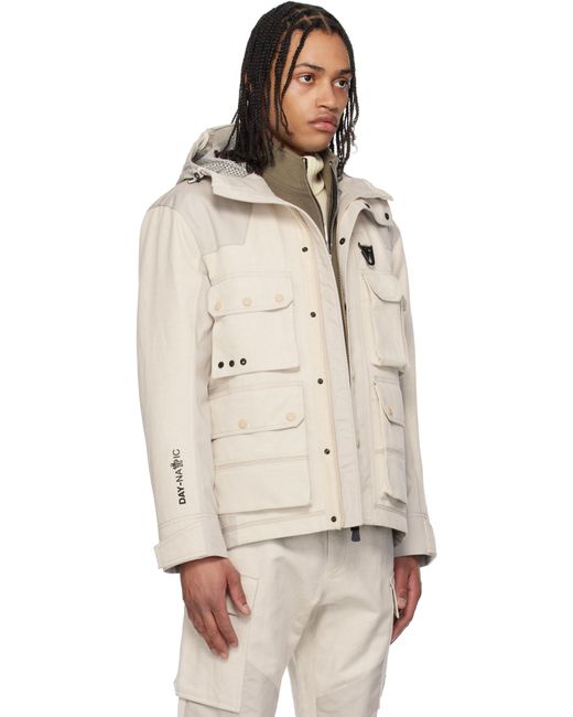 メンズ Moncler ベージュ Spur フード付き リネン＆コットン フィールドジャケット Natural