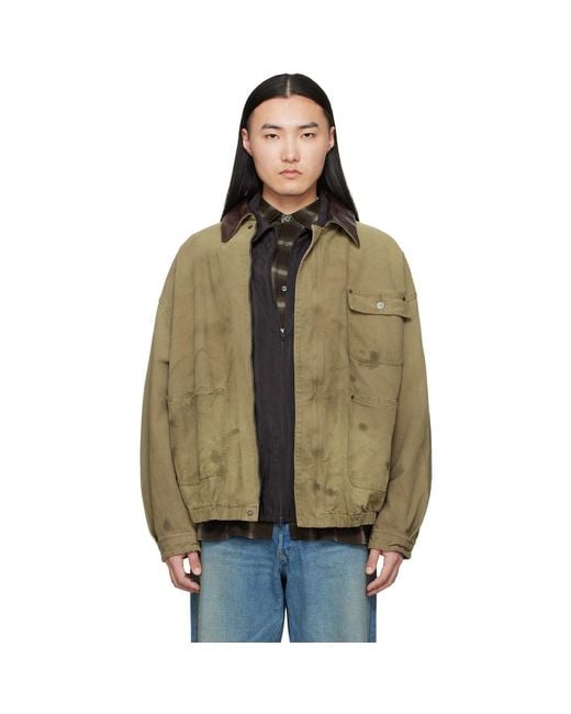 Ssstein Multicolor Khaki Sulfur Dyed Oxford Vintage Jacket for men
