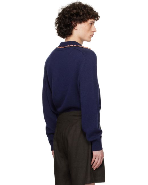 メンズ Bode ネイビー Rookie ニットポロシャツ Blue