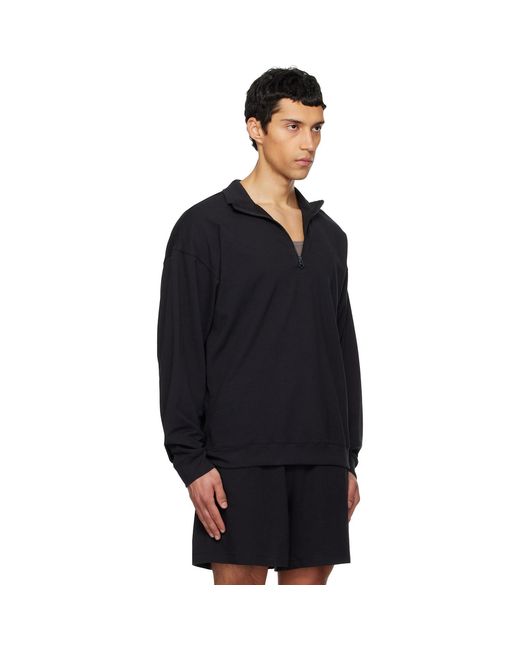 Skims Black Jersey Lounge Relaxed Quarter Zip Pullover Sweatshirt for men