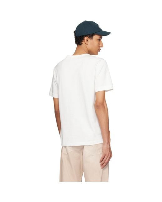Merz B. Schwanen White 2M15 Mid-Century Machine Refined Fit T-Shirt for men
