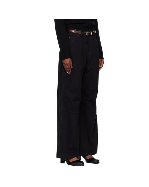TONYWACK Black Wide-Leg Cotton Work Trousers