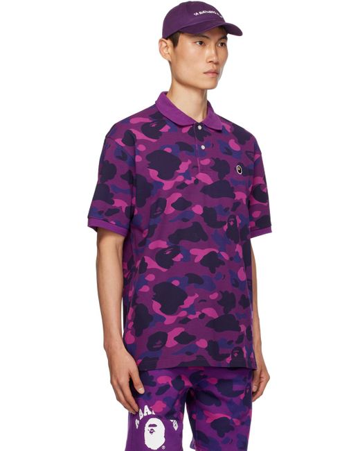 Polo mauve à motif camouflage et à écusson à logo A Bathing Ape pour homme en coloris Purple