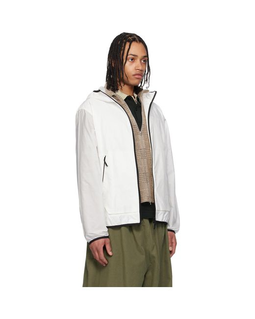 Moncler White Grainer Hooded Windbreaker Jacket for men