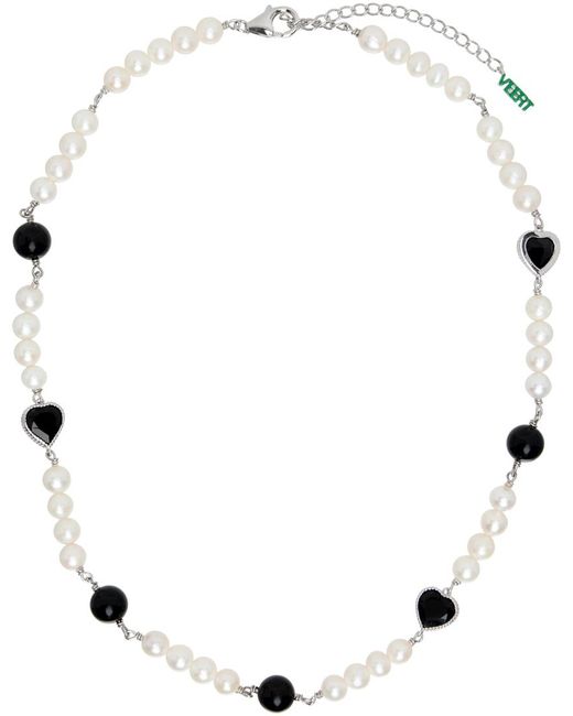 Veert White Ssense Exclusive Heart Pearl Necklace for men