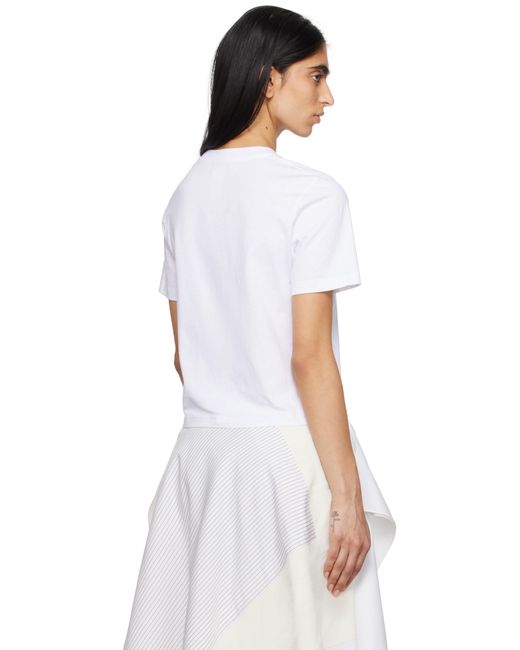 J.W. Anderson ホワイト Anchor ロゴ クロップド パネル Tシャツ White