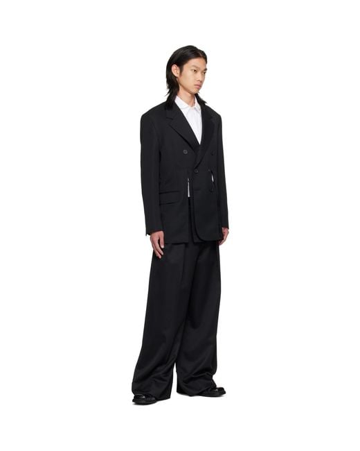Simone Rocha Black Double Breasted Hem Slice Blazer for men