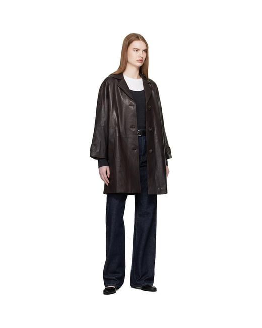 Weekend by Maxmara Black Camino Leather Coat