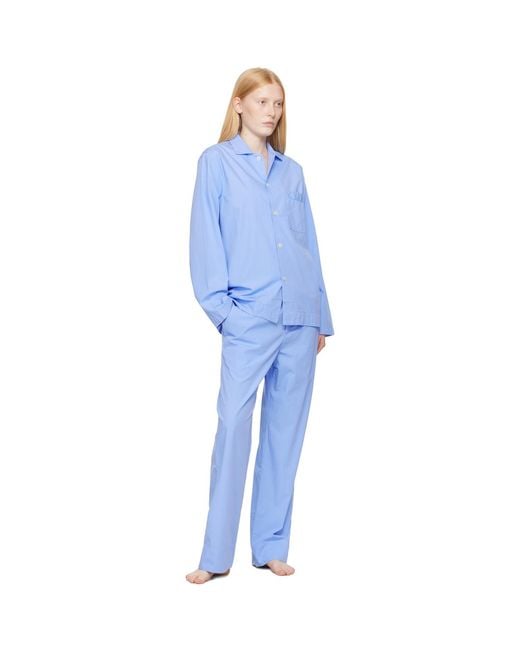 Tekla Blue Poplin Pyjama Pants
