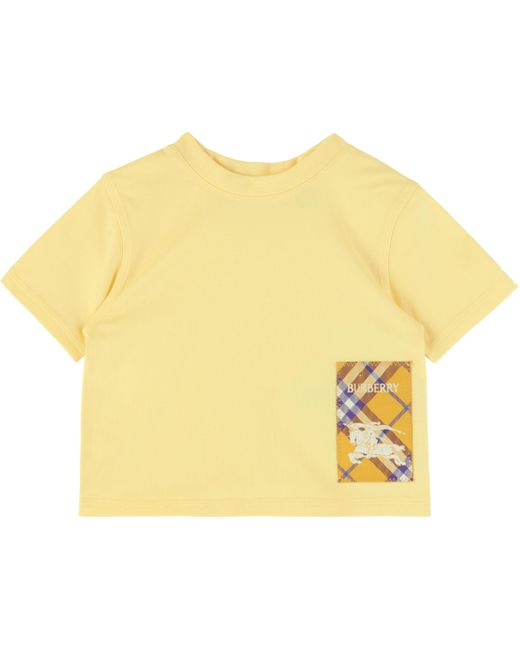 Burberry ベビー｜イエロー チェックラベル コットン Tシャツ Yellow