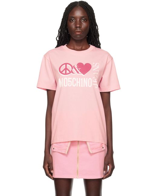 Moschino Jeans Pink 'peacelove' T-shirt