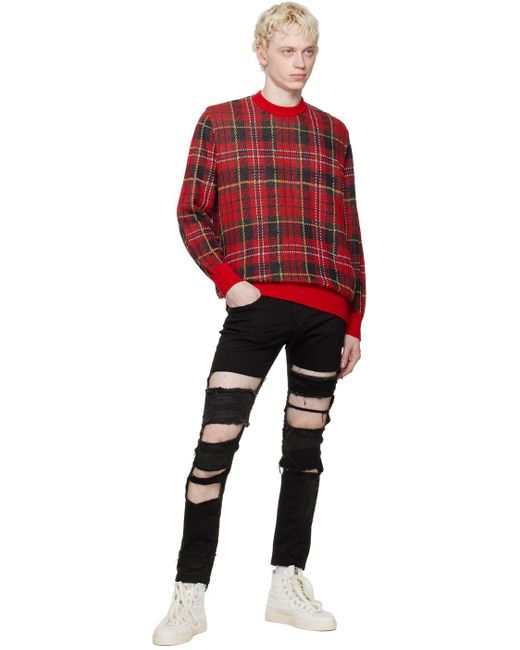 Undercover Red Check Sweater for men