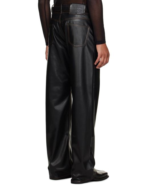 Y. Project Black Y Belt Faux-leather Pants for men
