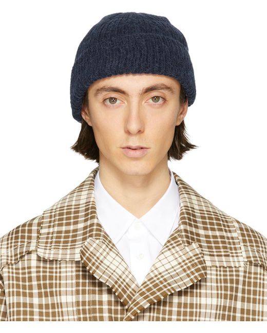 Our Legacy ウール ネイビー ニット ビーニー カラー ブルー メンズ Lyst