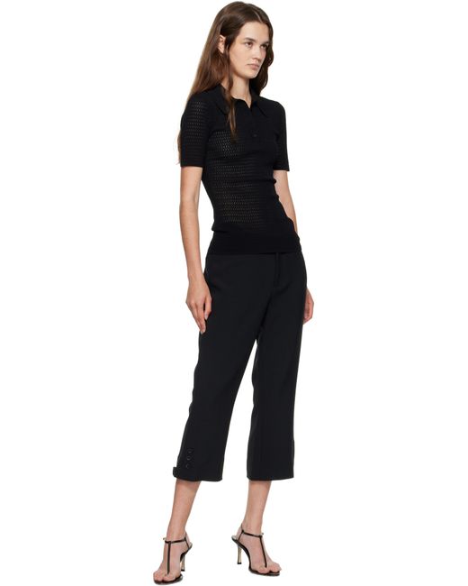 Victoria Beckham Black Tab Detail Cropped Trousers